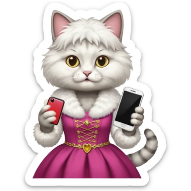 russia cat with custome dress and smartphone sticker