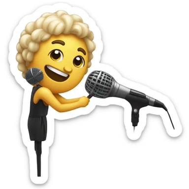 A person sing with a mic sticker