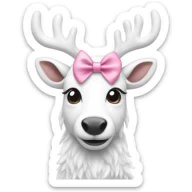 white reindeer pink bows sticker