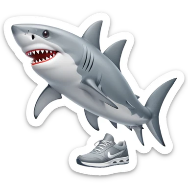 A shark whit shoes sticker