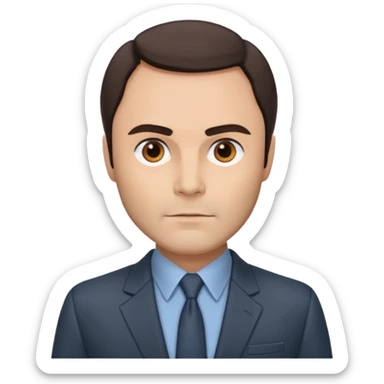 John Saxon with dark brown hair, slate suit sticker