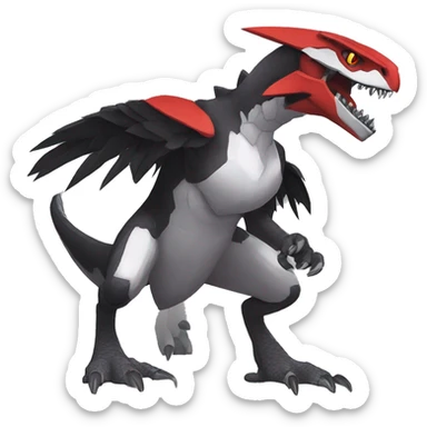  Cool Edgy Black Red Grey White Digimon-Fakemon-Raptor-Reptile full body sticker
