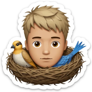 Man who has a Birds Nest haircut sticker