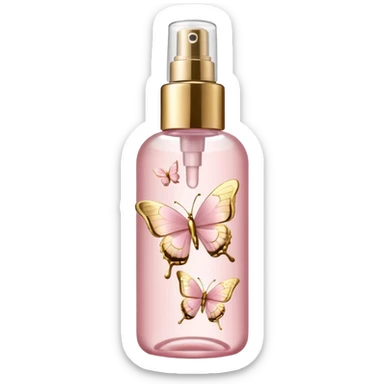 Light pink body mist bottle with gold butterflies  sticker