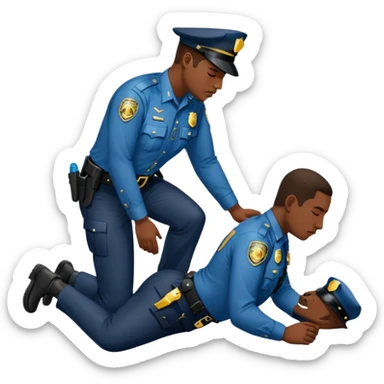 With A police officer put his knee on a black man and forced him to the ground , George Floyd  sticker