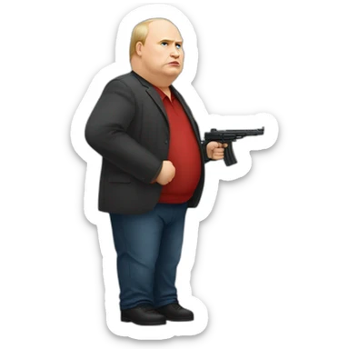 Vladimir Poutine morbidly obese Shooting nobody full body sticker