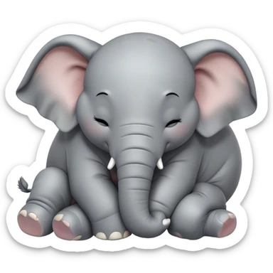 Meme-Worthy Cute Sleeping Elephant Portrait Emoji, Head resting peacefully with a contented smile, showcasing a massive, gentle build and a luxuriously soft gray hide, eyes shut in a serene, restful nap, Simplified yet hilariously adorable features, highly detailed, glowing with a soft, drowsy light, high shine, relaxed and utterly lovable, stylized with an air of playful laziness, bright and heartwarming, soft glowing outline, capturing the essence of a comically sleepy elephant, so meme-worthy it feels like it could instantly become the next viral sensation of adorable slumber! sticker
