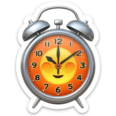 alarm clock, sunset MORE SUNSET PARTY. Don't put a person there. Default emoji face sticker