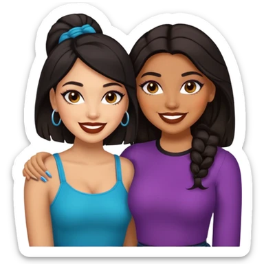 Boujy baddie best friends, trendy heavy makeup both dark hair one light skinned and one caramel skin  sticker