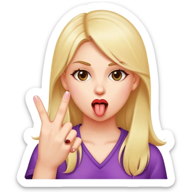 girl sticking her tongue out while sticking up the middle finger  sticker