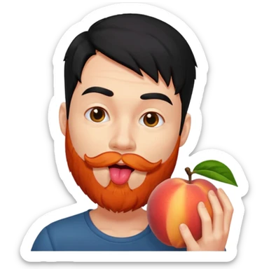 Black hair Man red beard licking peach sticker