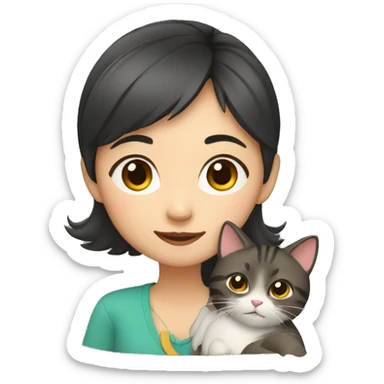 Asian girl with a cat sticker