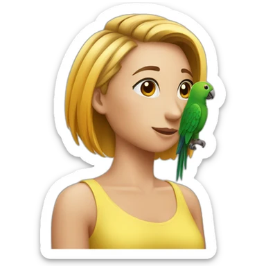 Parrot on the shoulder. Bob hairstyle sticker