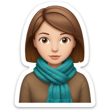 Woman with brown bobbed  hair and highlights light brown eyes no glasses Knitting emoji sticker