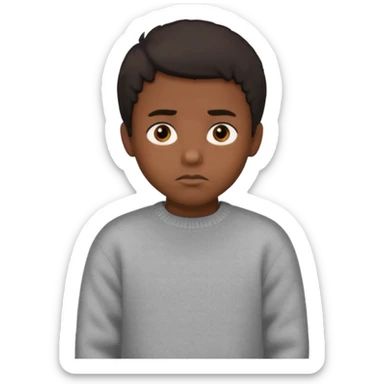 black boy with medium 4b hair serious face expression and dark brown eyes and sweater  sticker