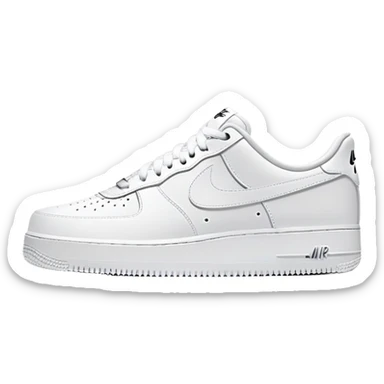 White Nike Air Force 1 sneaker with clean design and Nike swoosh sticker