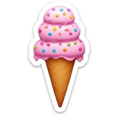 Pink ice cream with rainbow dots  sticker