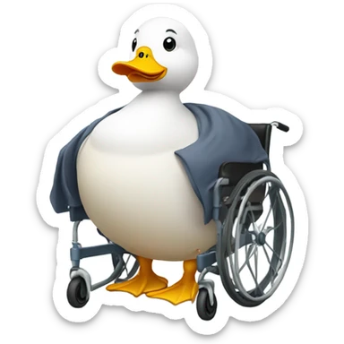 Obese duck in wheel chair sticker