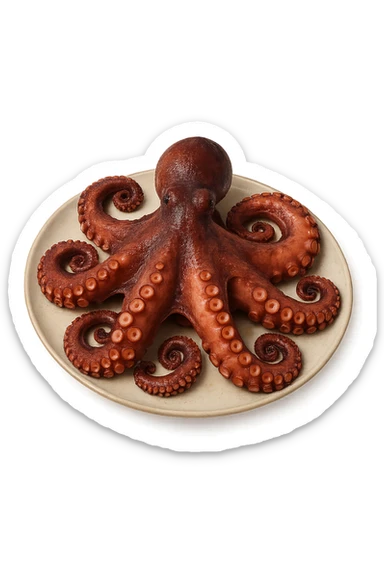 Polpo cucinato su un piatto sticker