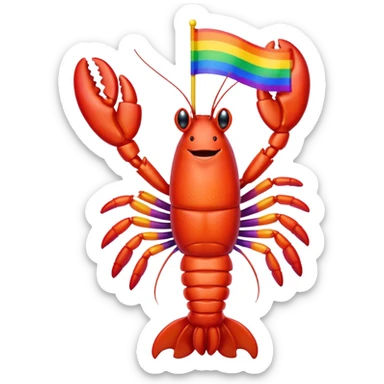 Gay lobster with pride flag happy sticker