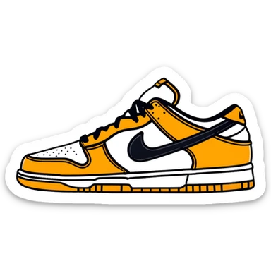 Nike Dunk Low Curry, beige and brown tones with tan accents, basketball sneaker sticker