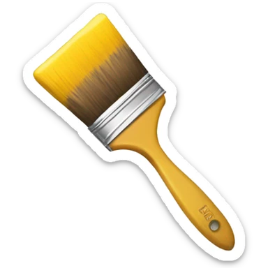 a paintbrush with yellow paint on it sticker