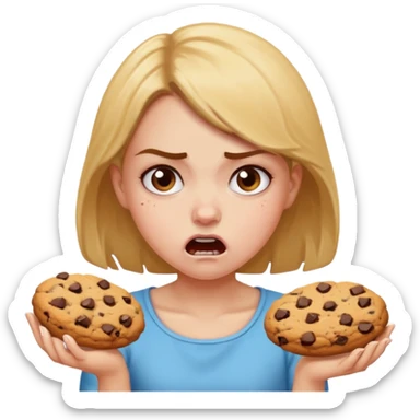 Angry girl that’s eating a lot of cookies sticker