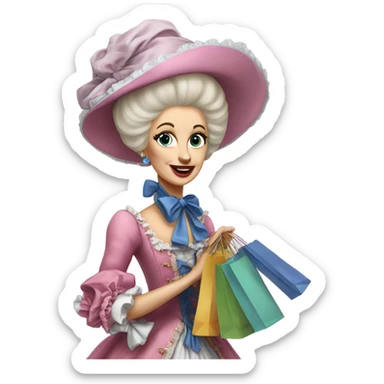 realistic Marie Antoinette with shopping bags sticker