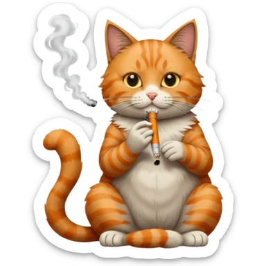 cat smoking cigarette sticker