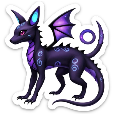Gothic Nebulae Salandit-Umbreon-Fakémon-hybrid-creature (full body)  sticker