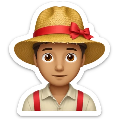 Chapeau de paille avec ruban rouge homme sticker