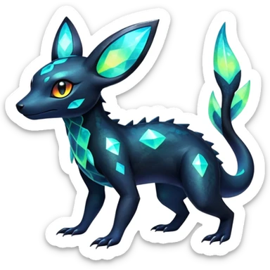 Colorful Iridescent Exotic Salandit-Aurorus-Umbreon-Fakémon-hybrid-creature (full body)  sticker
