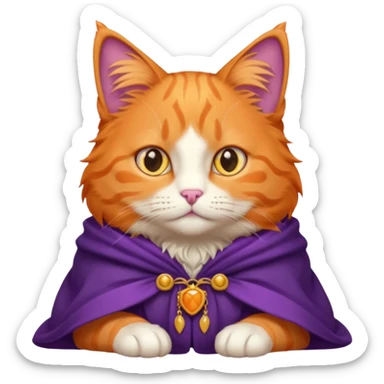 orange cat in purple cloak sticker