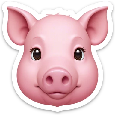 Cinematic Noble Pig Portrait Emoji, Poised and regal, with a stout, robust build and a smooth, well-groomed rosy-pink hide, deep-set soulful beady eyes, Simplified yet sharp and sophisticated features, highly detailed, glowing with a soft, dignified glow, high shine, intelligent and determined, stylized with an air of barnyard nobility, focused and attentive, soft glowing outline, capturing the essence of a watchful and confident pig, so majestic it feels as though it could trot out of the screen with effortless authority! sticker