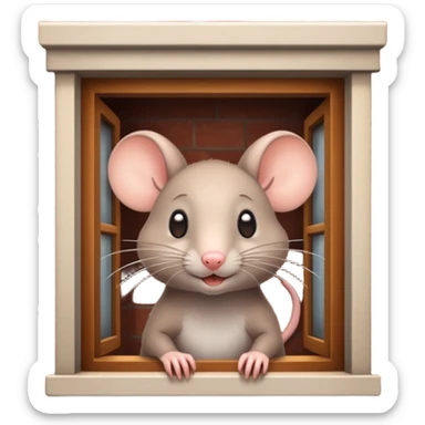 cute rat peeking out of a restaurant building sticker