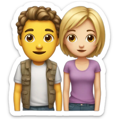 Cute girl with a ugly boy sticker