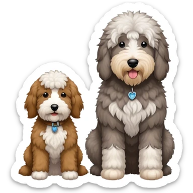 Large gray sheepadoodle and a goldendoodle  sticker