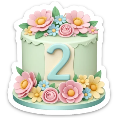 make a floral pastel cake that is aesthetic with the number 20 on it sticker