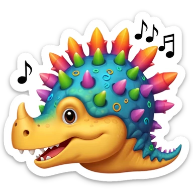 funny stegosaurus face with music notes funny  sticker