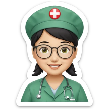 Open


Open


Open


Open
FILIPINA FEMALE NURSE, CHUBBY, BLACK HAIR, WITH GLASSES, GREEN SCRUBS, AND CAP, SMILING sticker