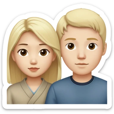 Asian girl and white boy with blonde hair  sticker