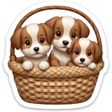 Disney-style cute puppies cozy in a basket sticker