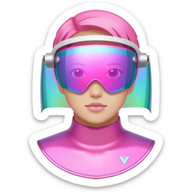 iridescent pink frameless shield visor, Y2K raver style, reflective one-piece lens sticker