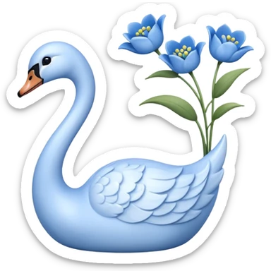 Light blue swan shaped vase with blue flowers in it sticker