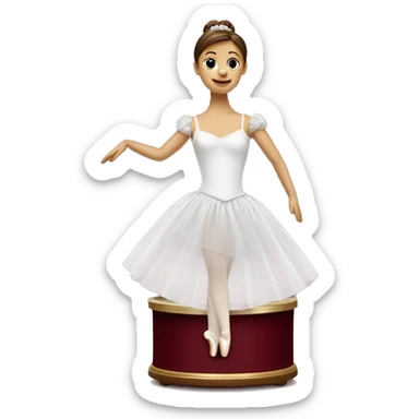 burgundy music box with white ballerina standing back sticker