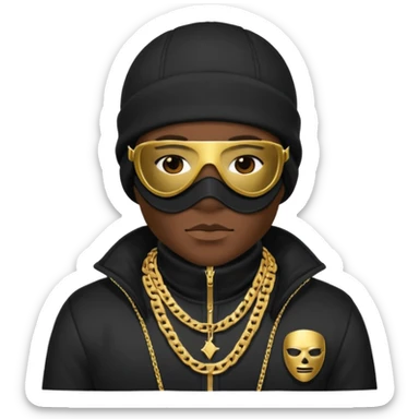 African American gangster mafia with a ski mask sticker