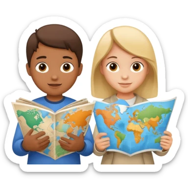 Kids Holding Maps sticker