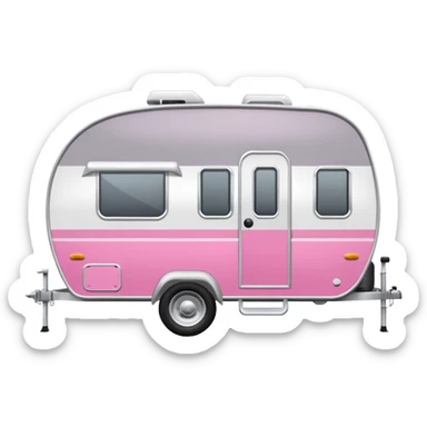 Realistic portable pink and gray camping trailer isolated.    sticker