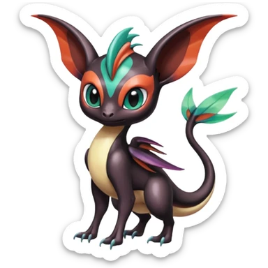 Shiny Cute Realistic Exotic Colorful Meloetta-Noivern-Toothless-Fakémon-creature-hybrid sticker