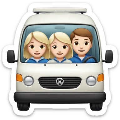 Camionnette blanche avec des enfants dedans sticker